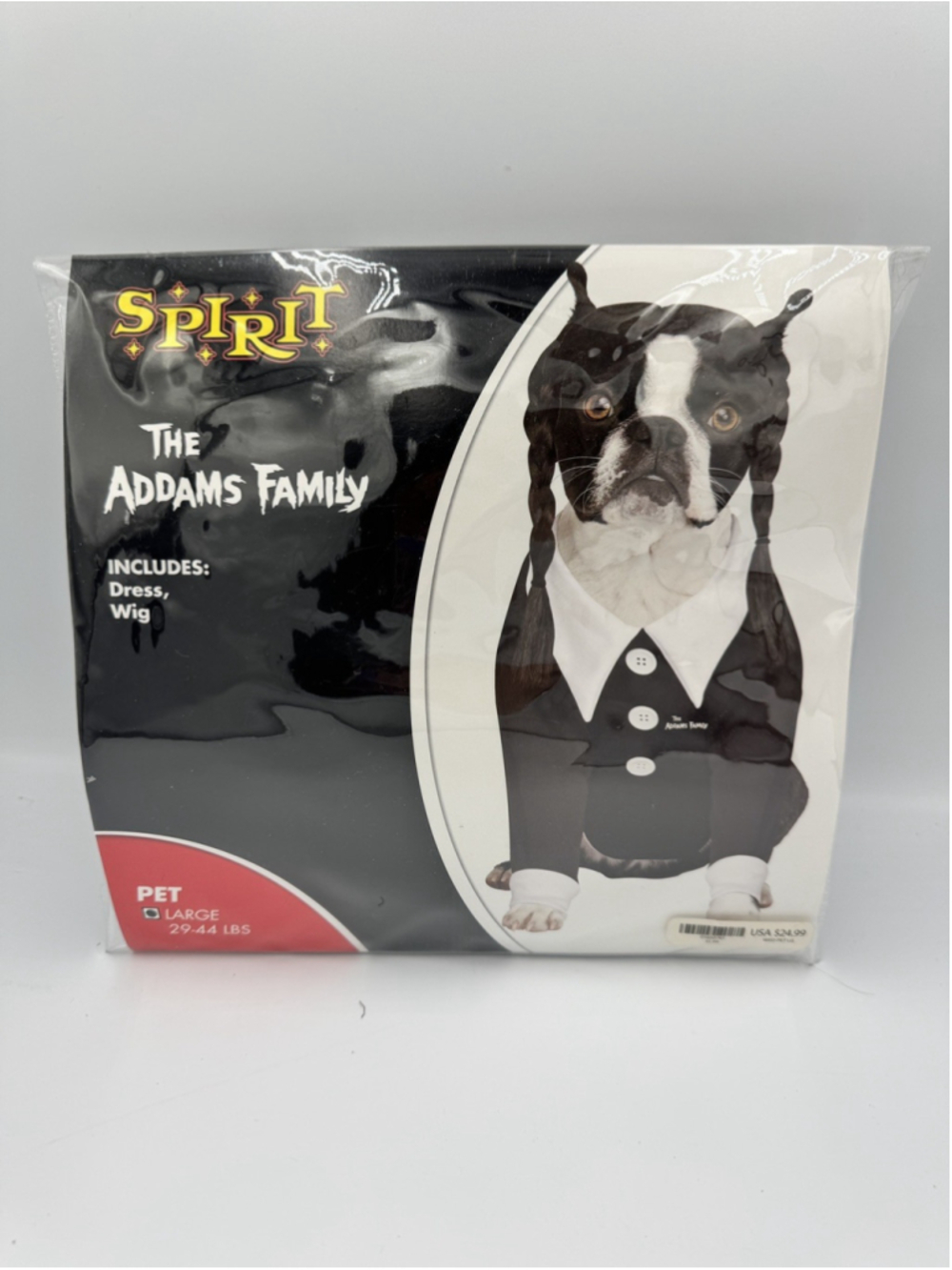 Spirit Halloween Pet Dog The Addams Family Wednesday costume Size Large 29-44lbs